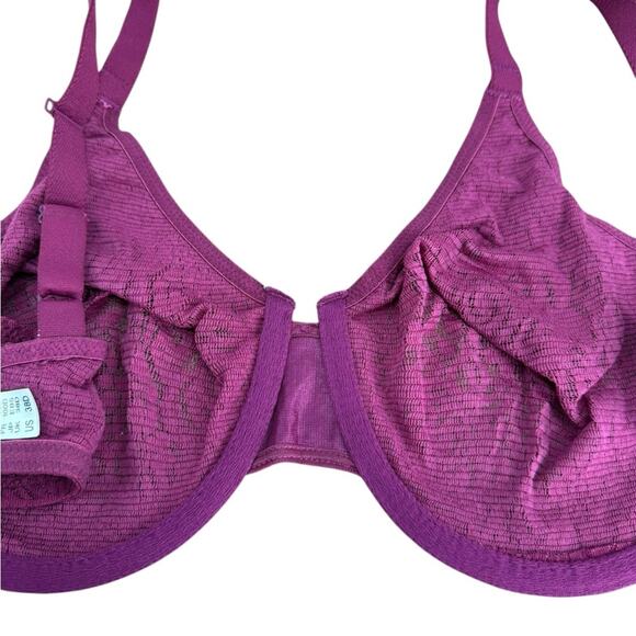 Wacoal 851205 Halo Lace Underwire Bra Burgundy Wine Adjustable Size 38D - Picture 5 of 6